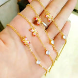Pink CZ Butterfly Bangle&Bracelet for Women /Girls
