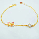 Pink CZ Butterfly Bangle&Bracelet for Women /Girls