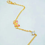 Pink CZ Butterfly Bangle&Bracelet for Women /Girls