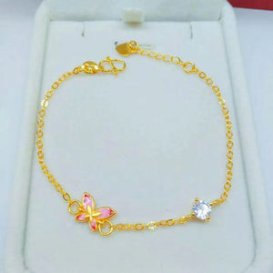 Pink CZ Butterfly Bangle&Bracelet for Women /Girls