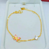 Pink CZ Butterfly Bangle&Bracelet for Women /Girls