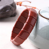 Golden Sand Stone Rectangular Beads Bracelets Women Men