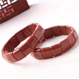 Golden Sand Stone Rectangular Beads Bracelets Women Men