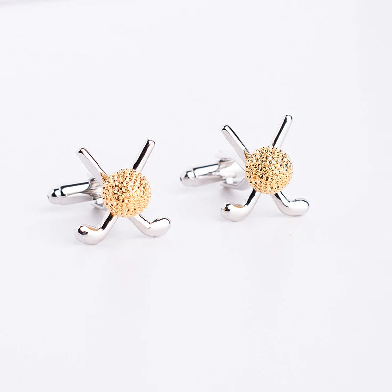 Golf Ball Cufflinks Mens Wedding Club Cuff Links Copper Sport Jewelry Gift