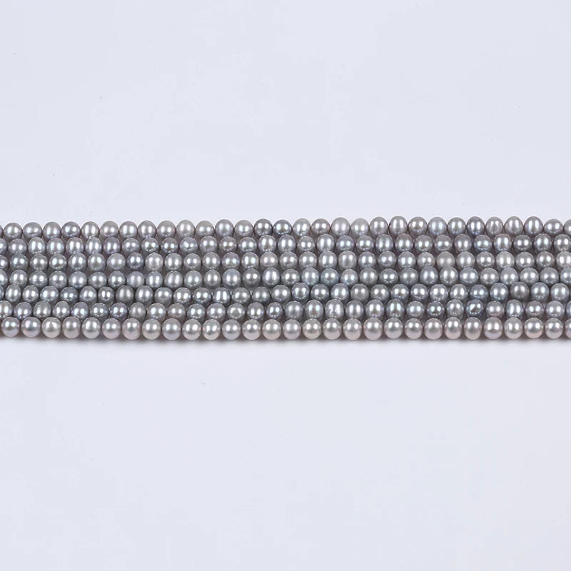 Natural 6-7mm Gray Sliver Potato Round Fresh Water Pearl Loose Beads