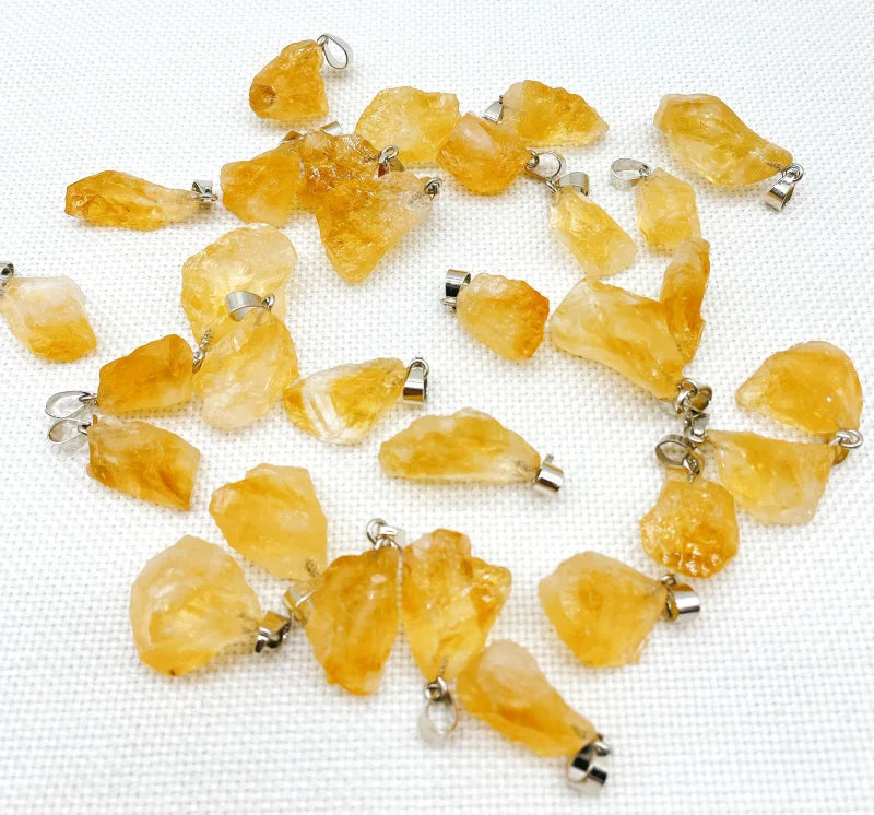 Yellow Crystal Irregular Shape Pendant for Jewelry Making - 25Pcs