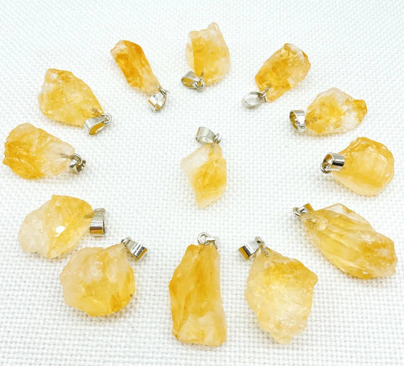 Yellow Crystal Irregular Shape Pendants for Jewelry Making - 25pcs