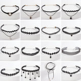 Gothic Lace Choker Necklace Moon Star Pendant Collar