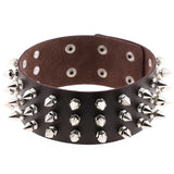 Gothic Brown Leather Choker Necklace Studded Vintage Punk Collar