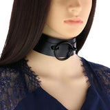 Gothic Brown Leather Choker Necklace Studded Vintage Punk Collar