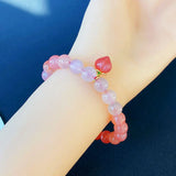 Gradient Salt Source Natural Crystal Bracelet Round Beads Hand Row