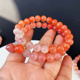 Gradient Salt Source Natural Crystal Bracelet Round Beads Hand Row