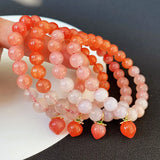 Gradient Salt Source Natural Crystal Bracelet Round Beads Hand Row