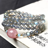 Gray Moonlight Stone Bracelet 6mm Buddha Bead Hand String Crystal Jewelry