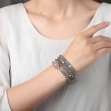 Gray Moonlight Stone Bracelet 6mm Buddha Bead Hand String Crystal Jewelry