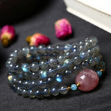 Gray Moonlight Stone Bracelet 6mm Buddha Bead Hand String Crystal Jewelry