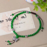 Green Chalcedony Crystal Anklets Round Beads Line Anklet Chain