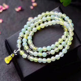 Green Crystal Bracelet with Tibetan Silver Gourd Pendant - Multilayer Jewelry