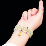 Green Crystal Bracelet with Tibetan Silver Gourd Pendant - Multilayer Jewelry
