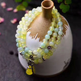 Green Crystal Bracelet with Tibetan Silver Gourd Pendant - Multilayer Jewelry