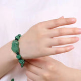 Green Dongling Stone Bracelet with Pixiu Lucky for Women Girl
