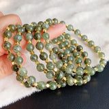 Green Hair Crystal Bracelet 6mm Round Beads Women Girl Gift Jewelry