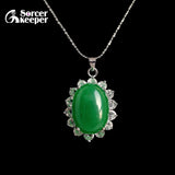 Green Natural Chalcedony Agate Oval Pendant Beads Jewelry