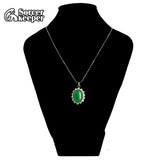 Green Natural Chalcedony Agate Oval Pendant Beads Jewelry
