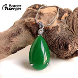 Green Natural Chalcedony Agate Stone Oval Pendant Beads Jewelry