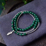 Green Natural Crystal Bracelets 6mm Beads Lucky for Women