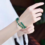 Green Natural Crystal Bracelets 6mm Beads Lucky for Women