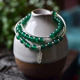 Green Natural Crystal Bracelets 6mm Beads Lucky for Women