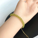 Green Peridot Crystal Bracelet Faceted Bead Adjustable Hand Row Jewelry