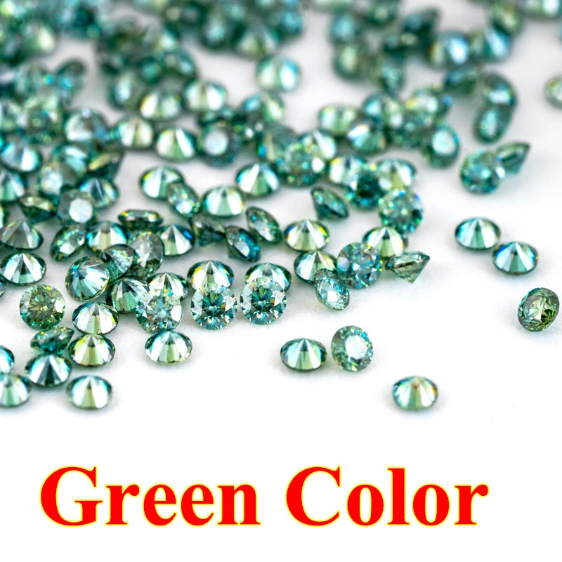 Green 1ct Small Size Loose Moissanite Diamonds 0.7mm-3mm D Lab Grown Gemstones