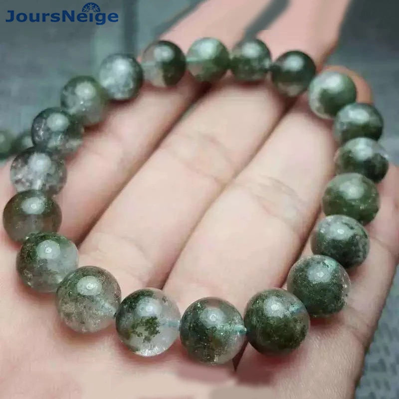 Green Ghost Crystal Bracelet 10mm Beads Stone Hand String for Men Women