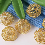 50PCS 10mm Gold Metal Filigree Ball Bead Spacers for Jewelry Making