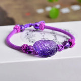 Hand Woven Purple Crystal Bracelet Three Legs Toad Amulet Jewelry