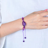 Hand Woven Purple Crystal Bracelet Three Legs Toad Amulet Jewelry