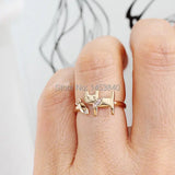 Cute Kitty Fish Ring Adjustable Open Animal Ring Silver Plated