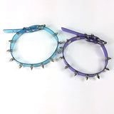 Punk Gothic Purple Pink Spikes Choker PVC Collar Necklace
