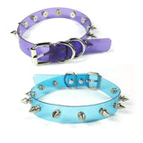 Punk Gothic Purple Pink Spikes Choker PVC Collar Necklace