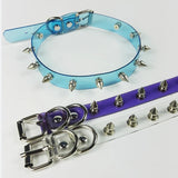 Punk Gothic Purple Pink Spikes Choker PVC Collar Necklace