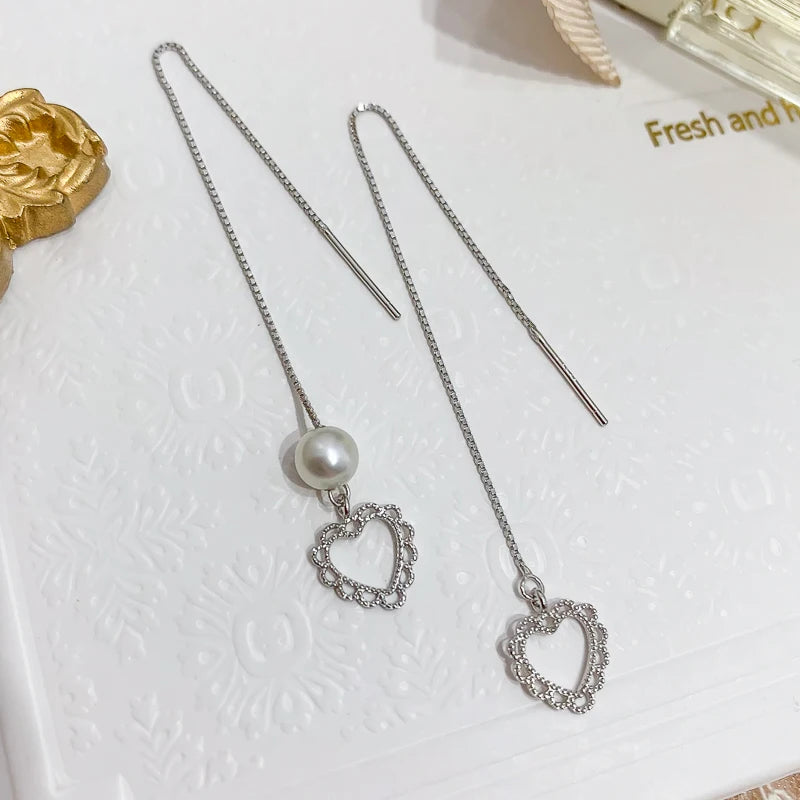 Heart Dangle Earrings for Pearl Jewelry Making