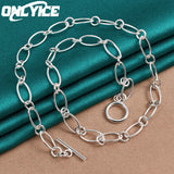 18 Inch Chain 925 Sterling Silver OT Buckle Necklace Charm Jewelry
