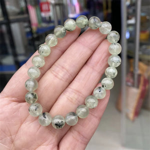African Prehnite Natural Stone Bracelet Elastic Charm Jewelry