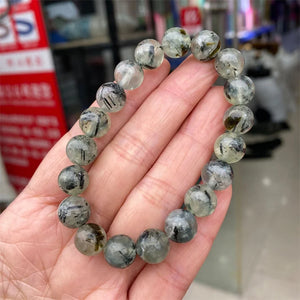 African Prehnite Natural Stone Bracelet Elastic Charm Jewelry