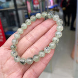 African Prehnite Natural Stone Bracelet Elastic Charm Jewelry