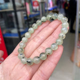 African Prehnite Natural Stone Bracelet Elastic Charm Jewelry