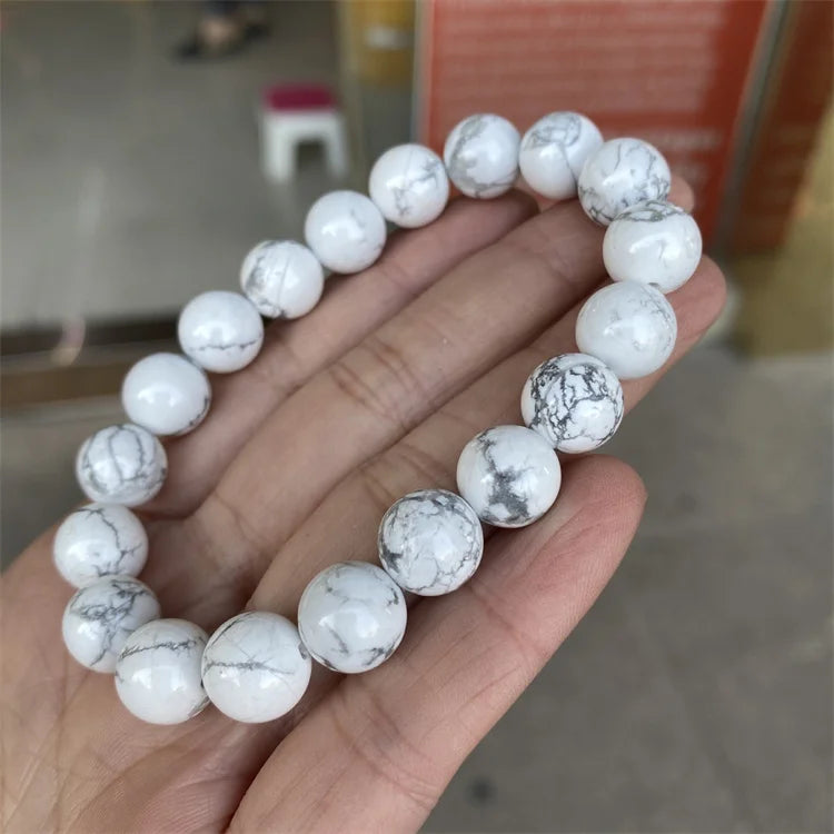White Howlite Stone Bracelet for Women Men Charm Jewelry