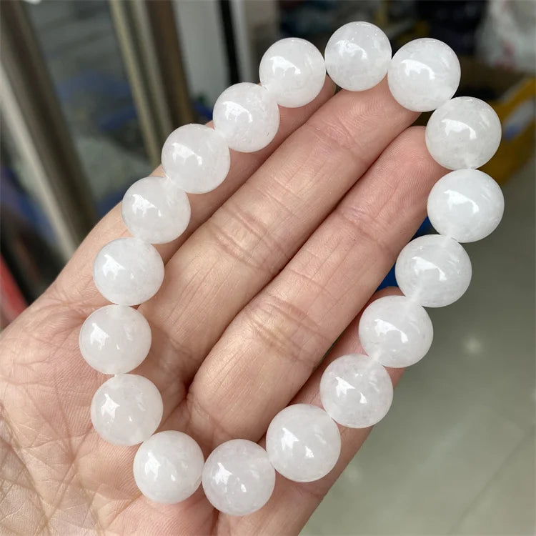 High Jade Natural Stone Bracelet Elastic For Women Men Charm Jewelry Gift